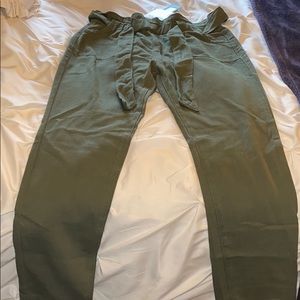 Green Khaki Paperbag Tie Pants